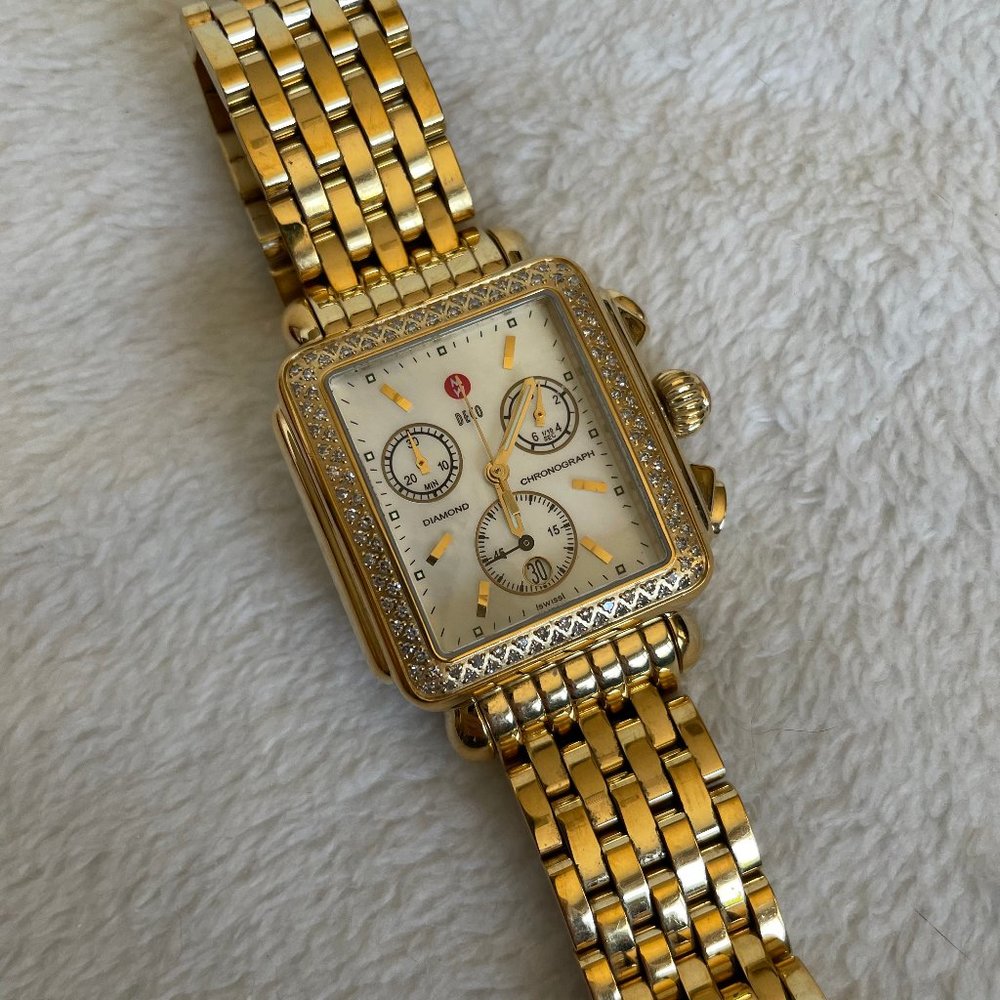 Michele Watch Gold Diamond Deco - Picture 1 of 6